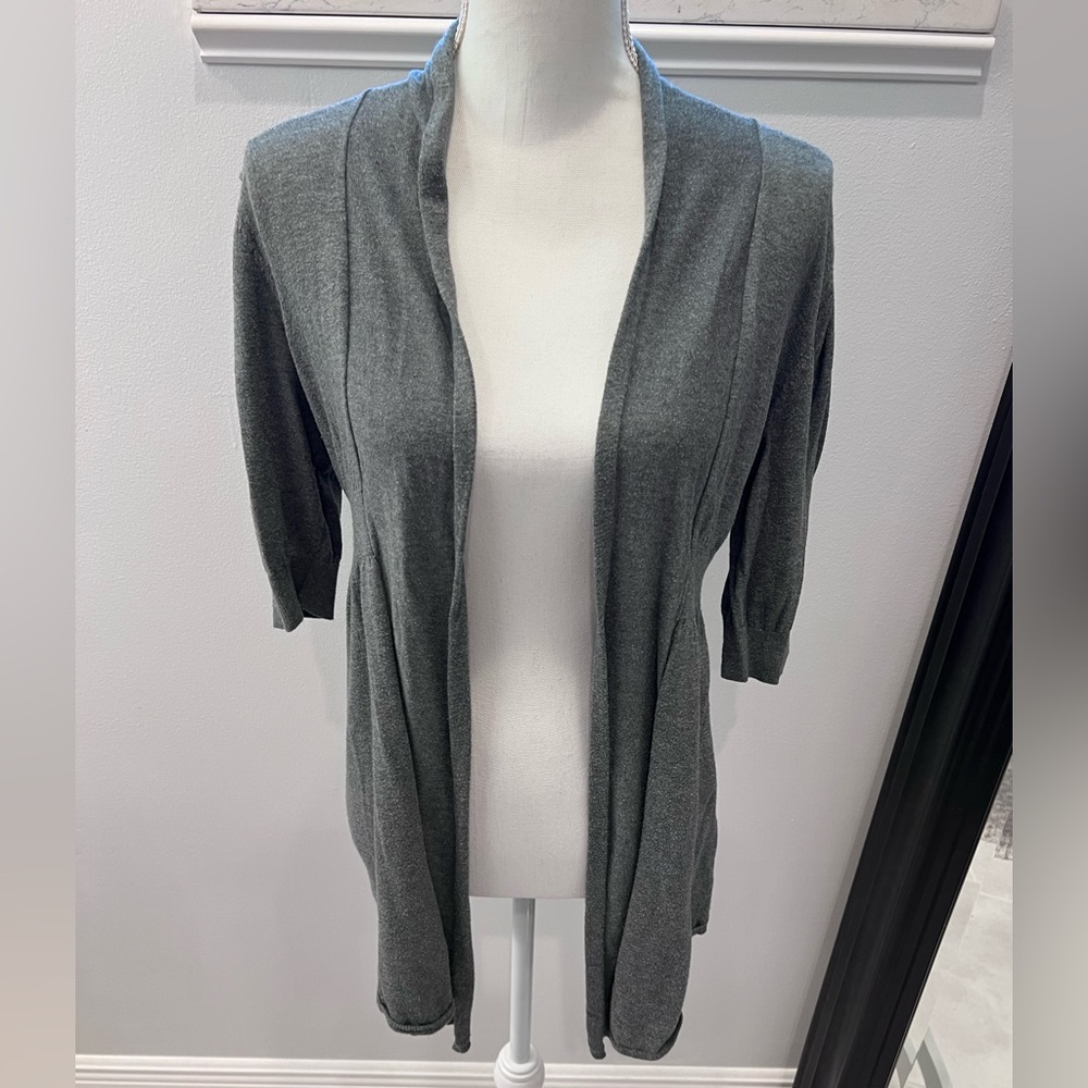 Women's Gray Open-Front Sweater